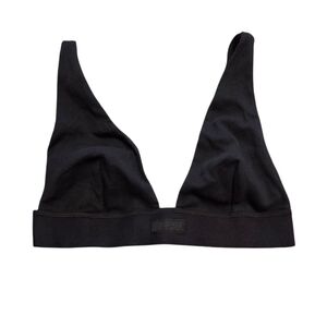 Skims Cotton Plunge Bralette Wireless Bra Soot Black Small NWT